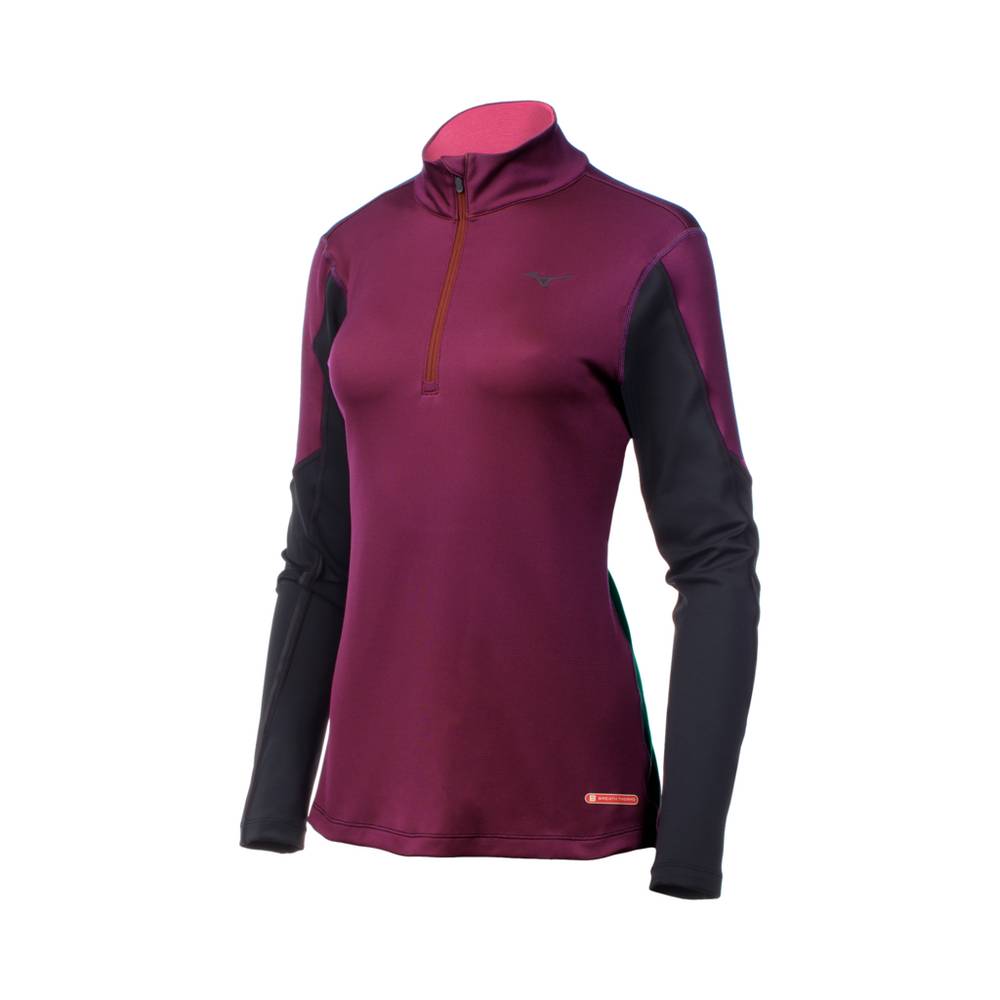 Mizuno Women's Breath Thermo® Half Zip Base Layer Purple/Black (422019-CMR)